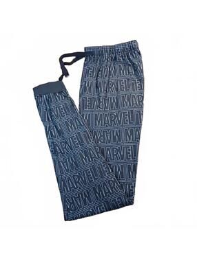 Marvel Men's Medium Sleep Pants 100% Polyester Black with Logo Print